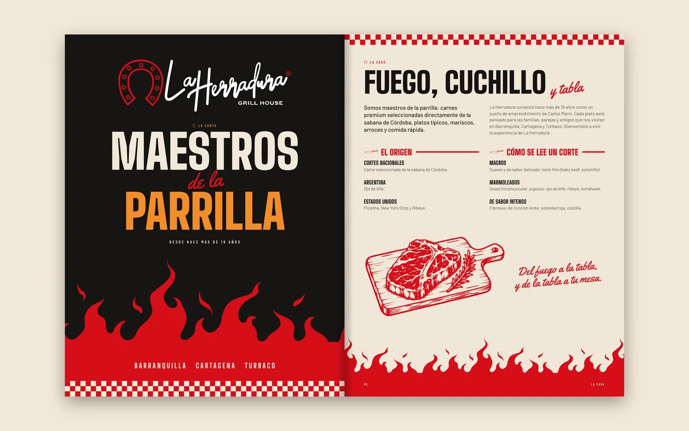 Carta impresa: portada y página de la casa