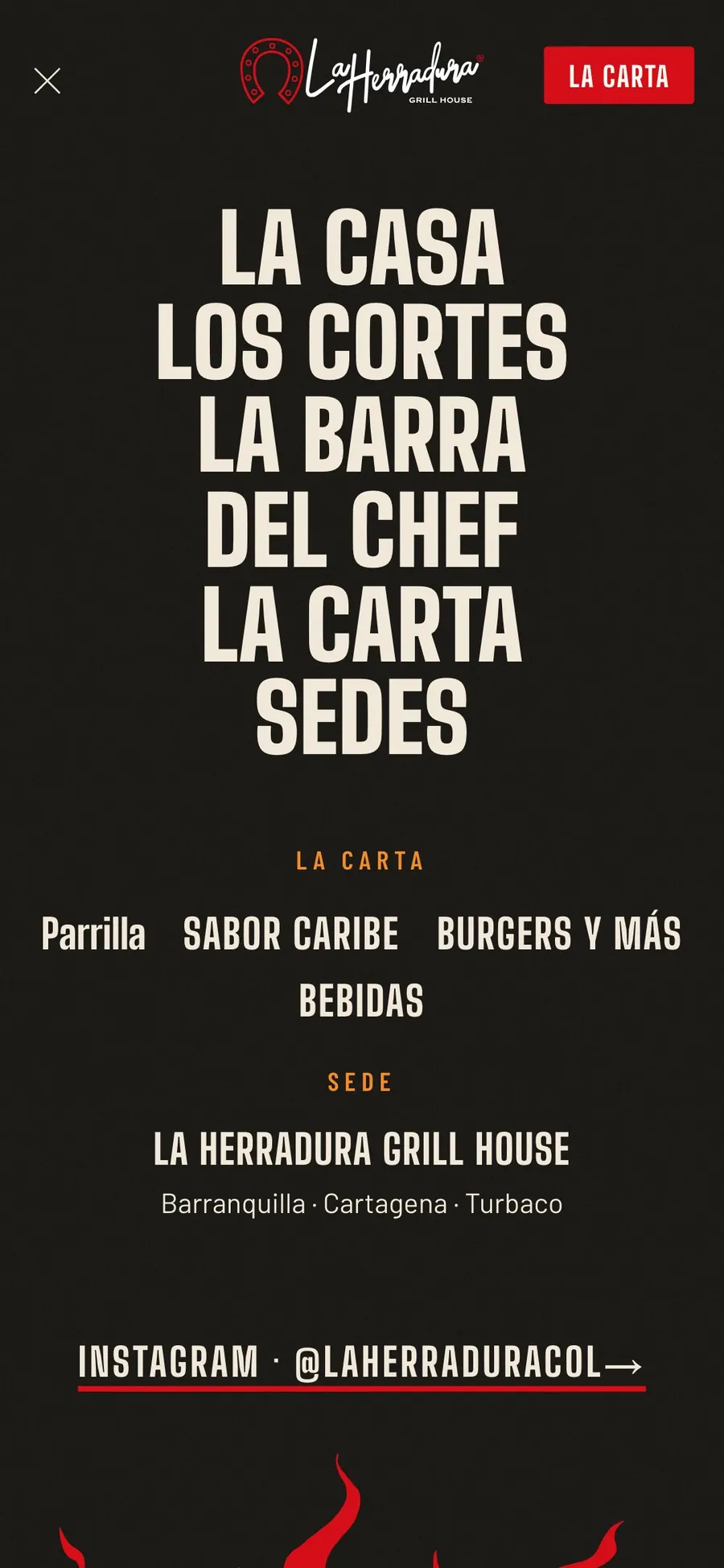 Menú de navegación en el celular