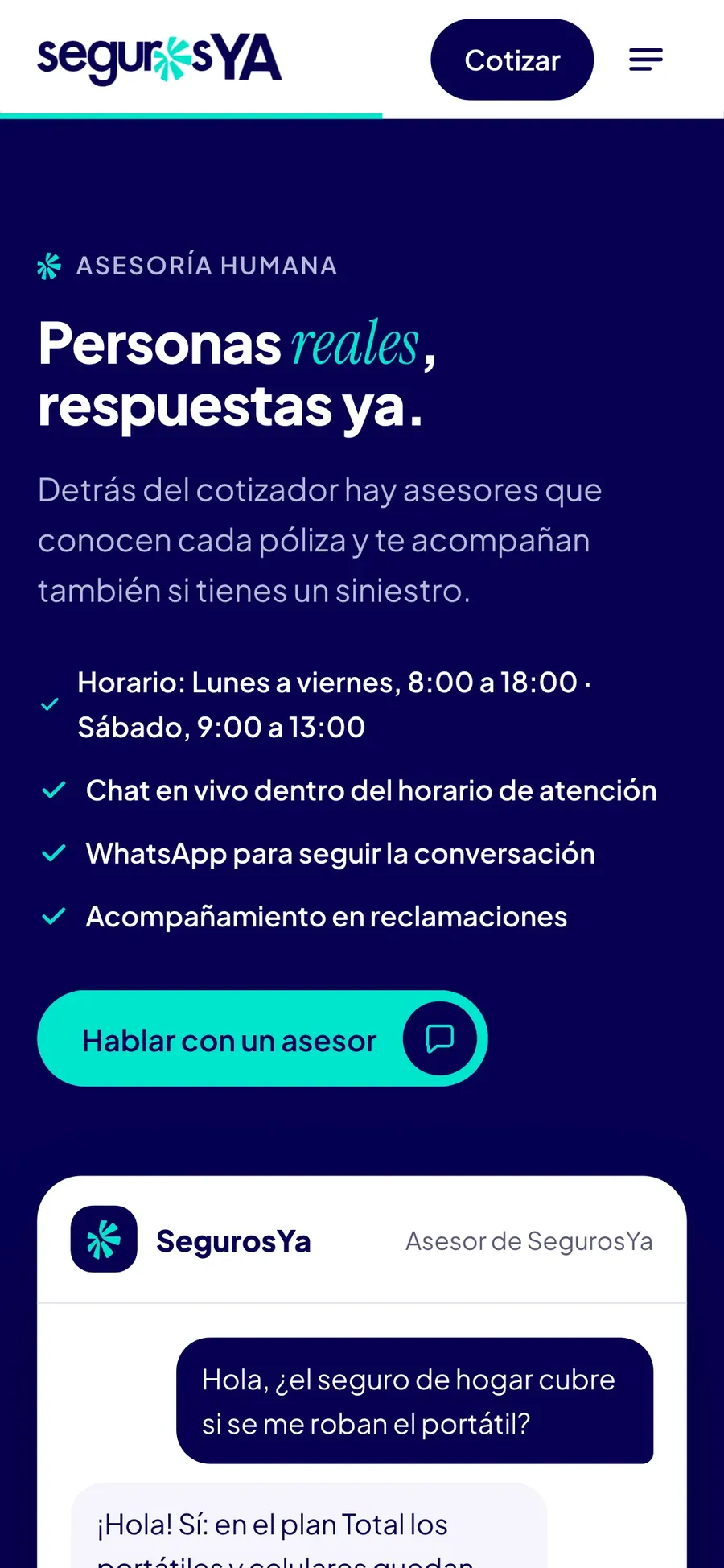 Asesoría humana en el celular