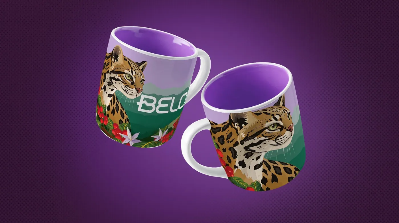 Tazas de Belo con la ilustración del felino