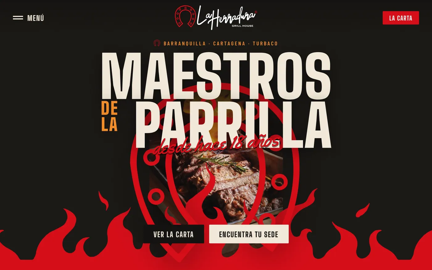 Portada de La Herradura: «Maestros de la parrilla» con la herradura y las llamas