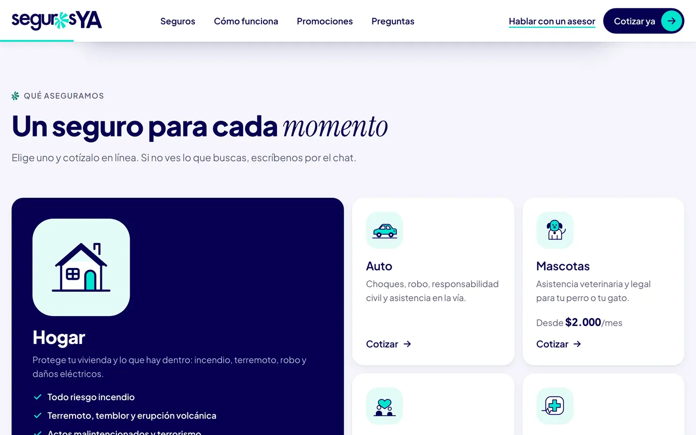 Seguros disponibles en tarjetas con ilustraciones propias