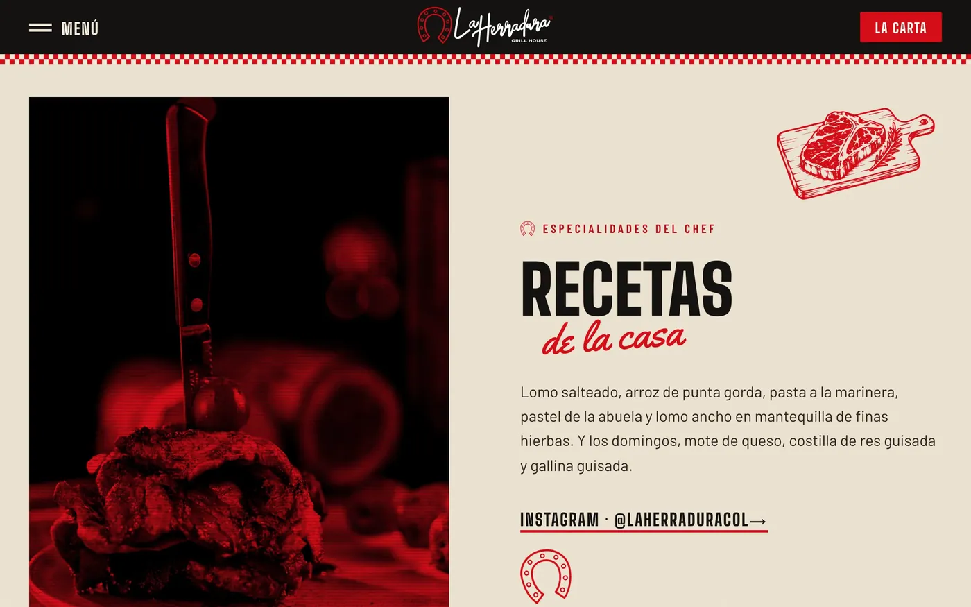Sección de recetas de la casa con ilustración de línea roja